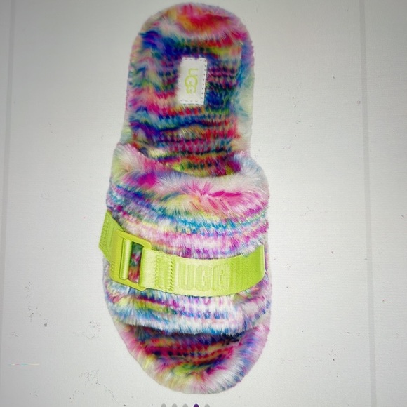 Uggs White Fluffita Pixelate Sandal-size 6 NIB - Picture 4 of 12